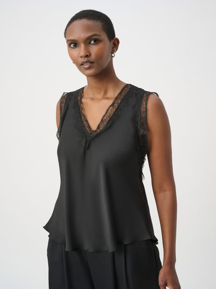 Joseph Ribkoff Recycled Satin Sleeveless Top In Black 264175
