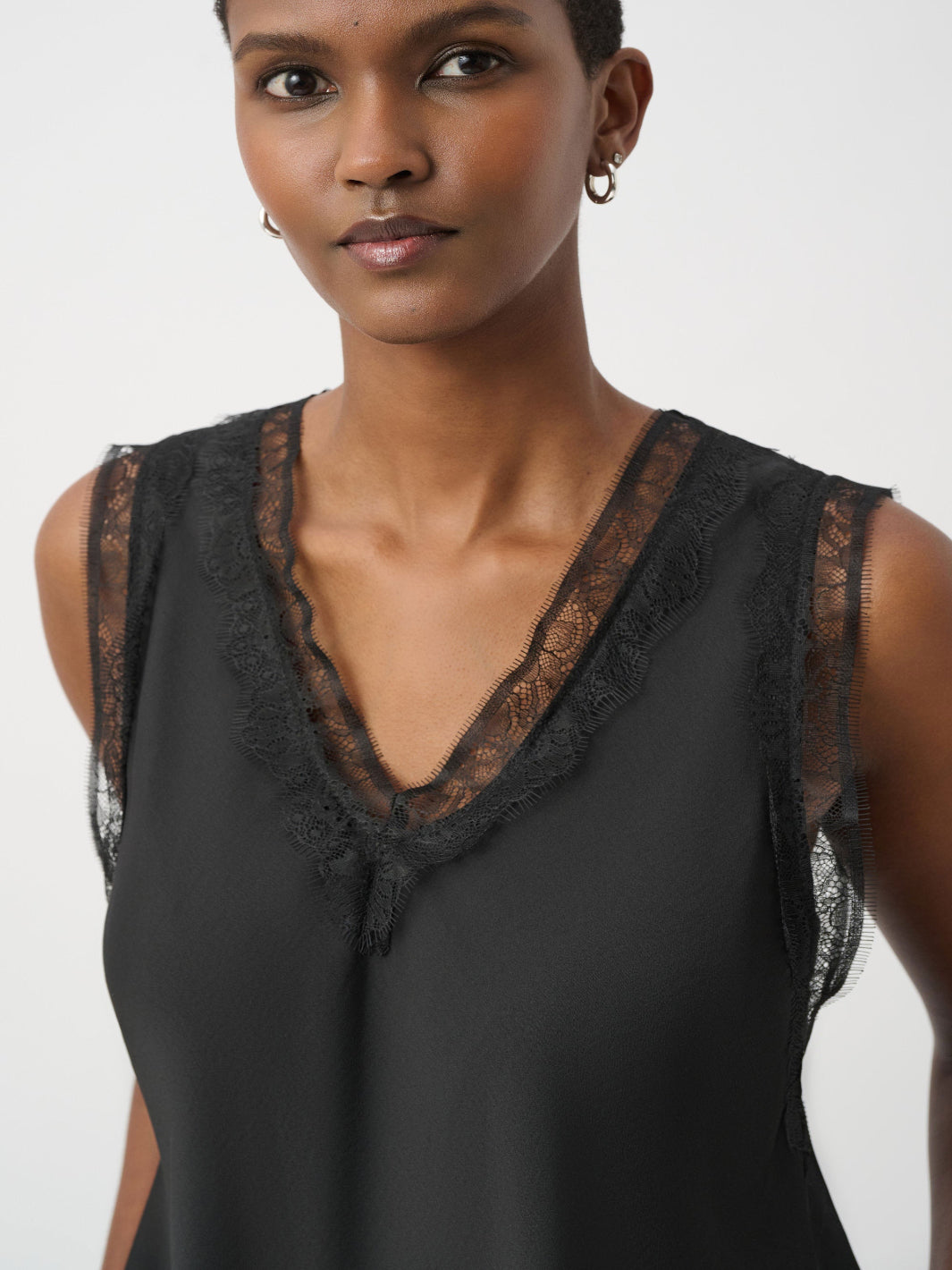Joseph Ribkoff Recycled Satin Sleeveless Top In Black 264175