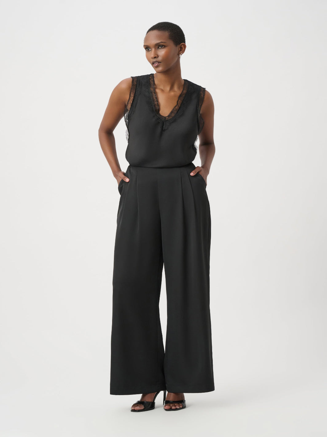 Joseph Ribkoff Recycled Satin Sleeveless Top In Black 264175