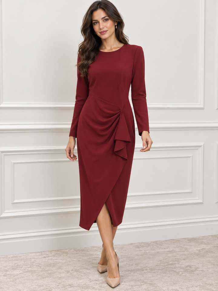 Arggido Midi Dress In Burgundy 21064