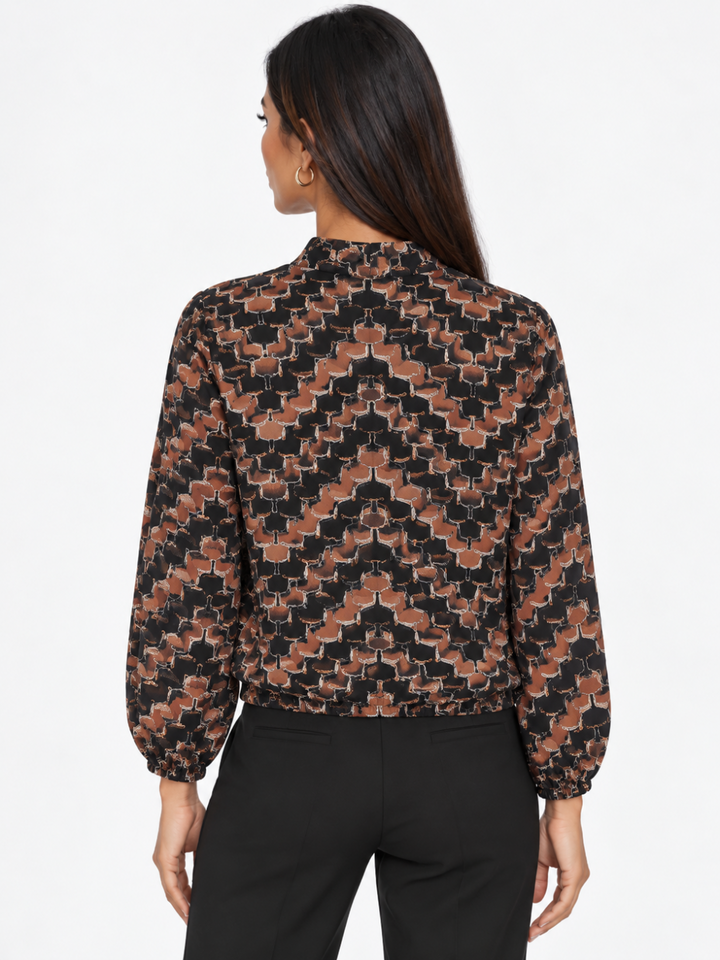 Kate & Pippa Bella Band Top In Black Geo Print