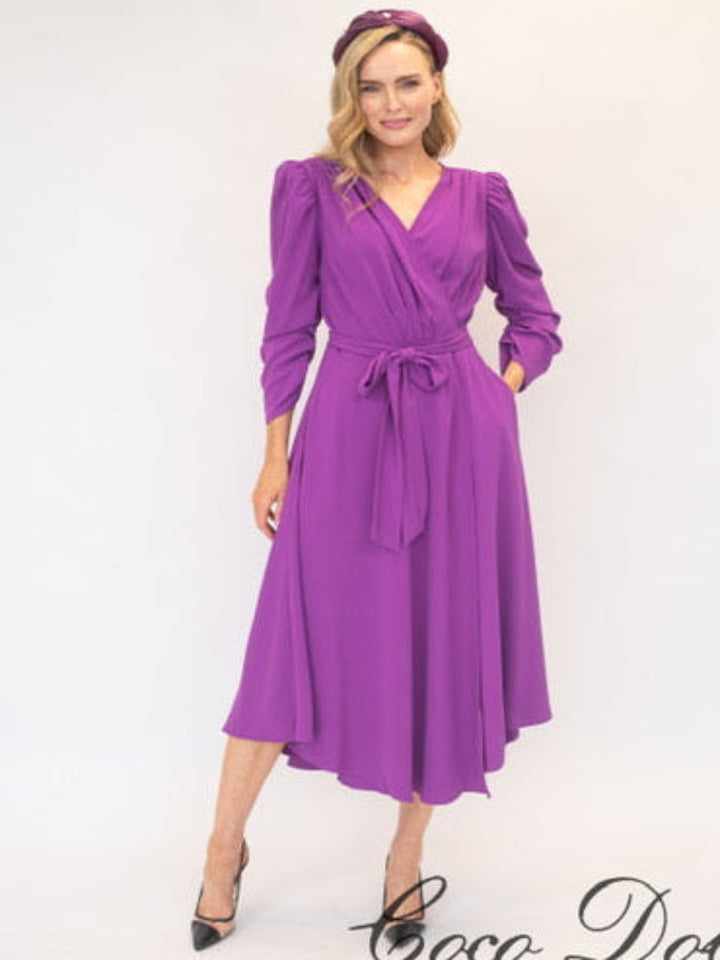 Coco Doll Wrap Midi Dress In Purple CD10