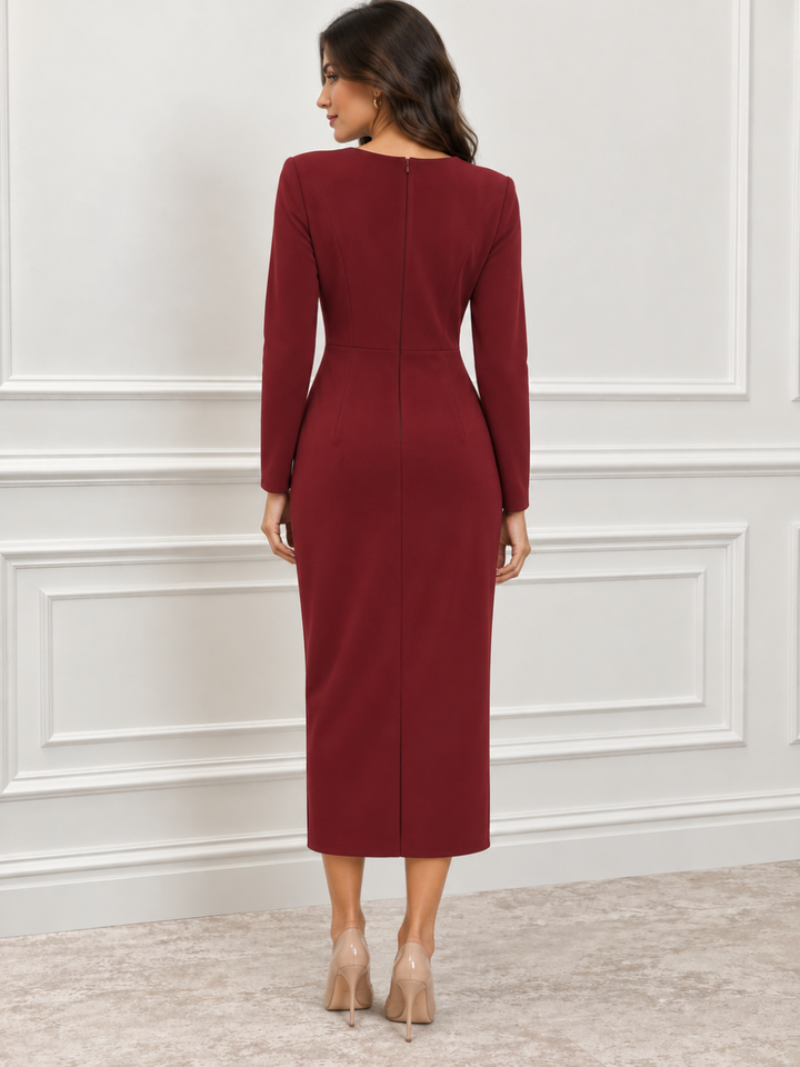Arggido Midi Dress In Burgundy 21064