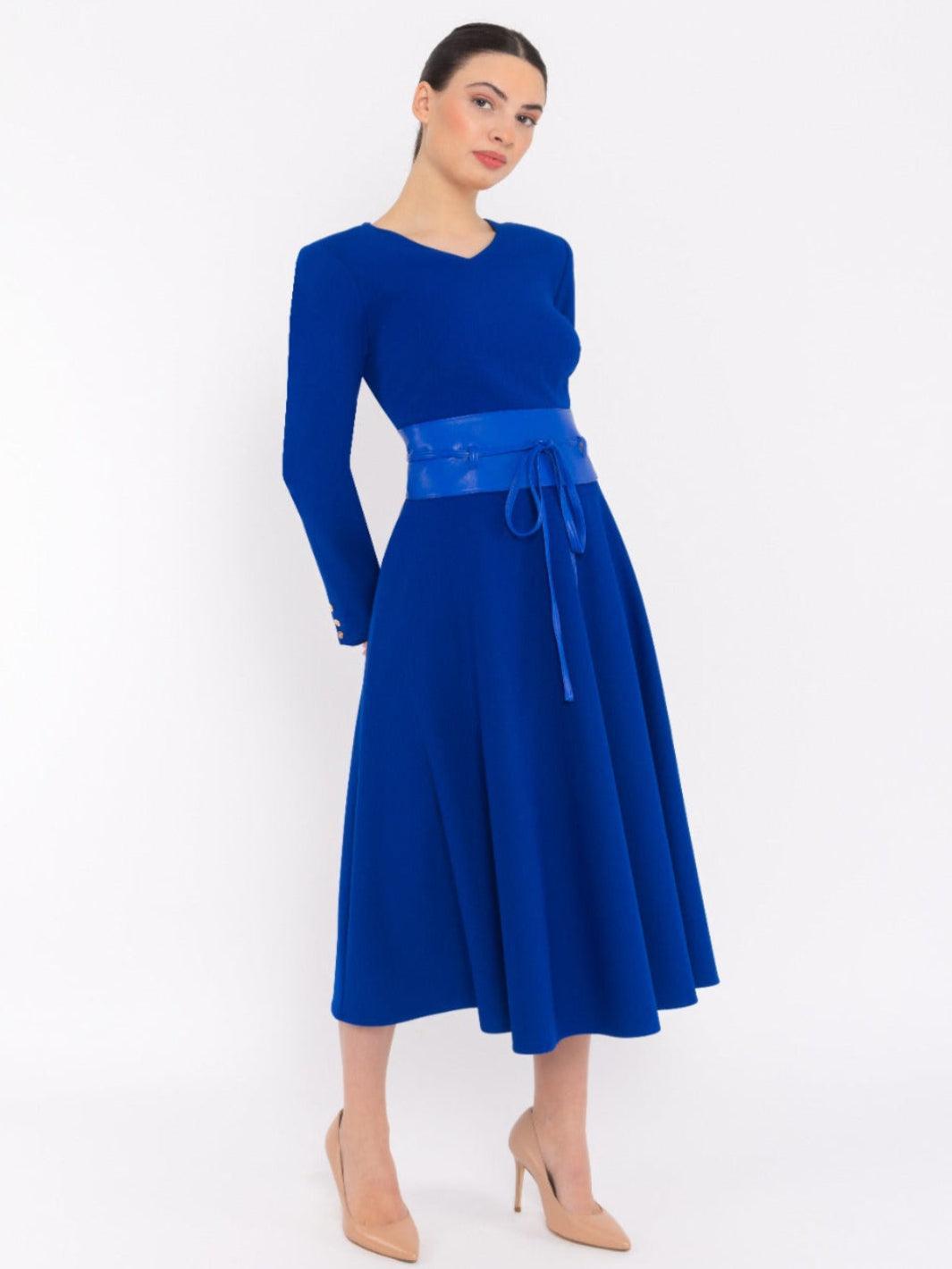 Arggido Midi Dress 49087 In Royal Blue-Nicola Ross