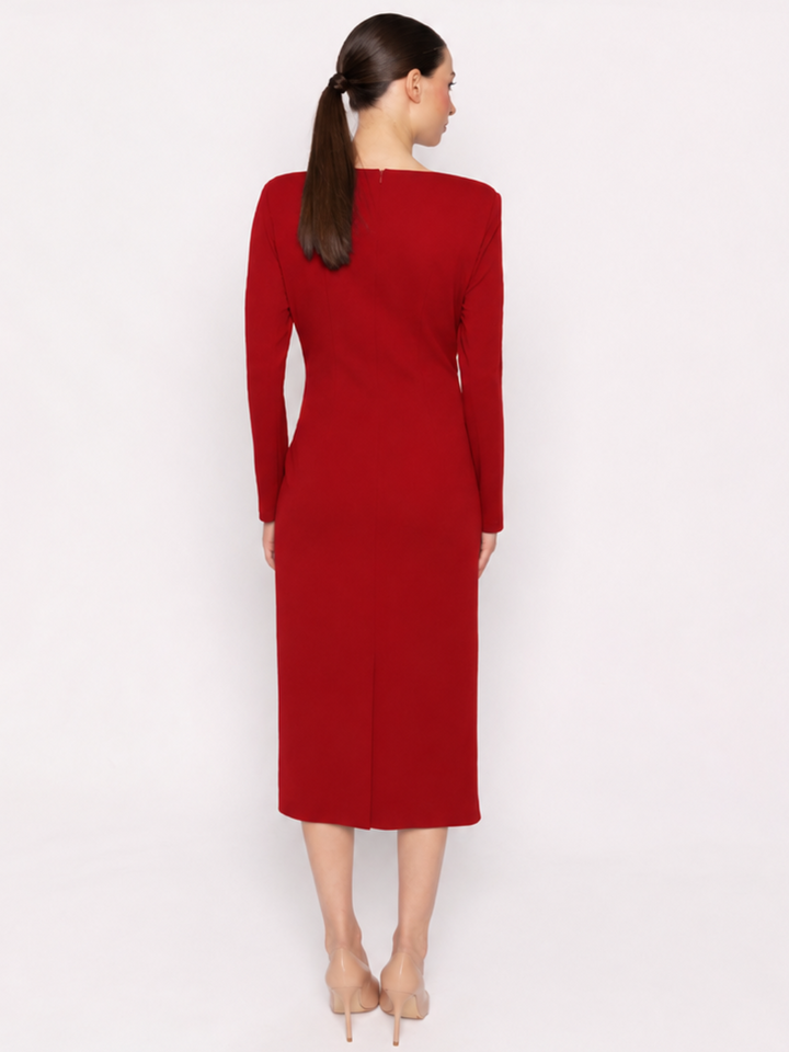 Arggido Midi Dress In Red 21064-Occasion Wear-Guest of the wedding-Nicola Ross