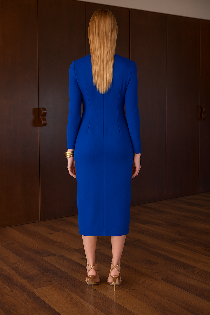 Arggido Midi Dress In Royal Blue 49086-Nicola Ross
