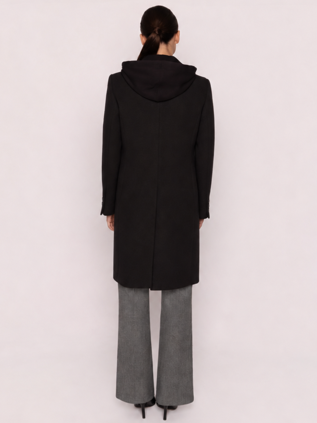 Arggido Tailored Coat with Detachable Hood In Black-Nicola Ross