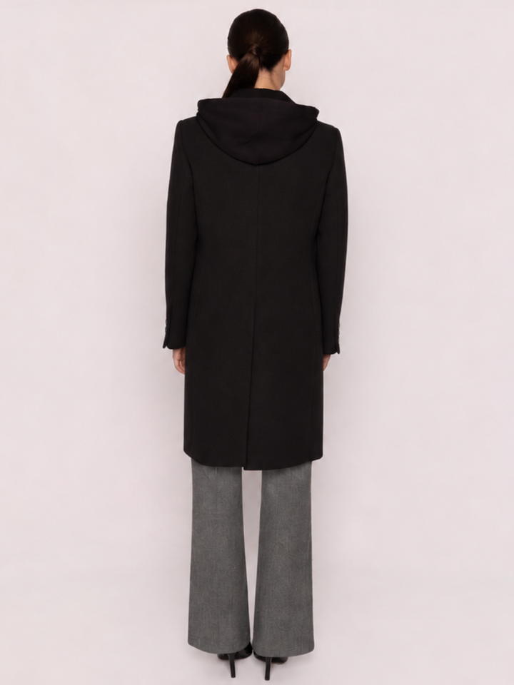 Arggido Tailored Coat with Detachable Hood In Black-Nicola Ross