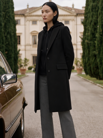 Arggido Tailored Coat with Detachable Hood In Black-Nicola Ross