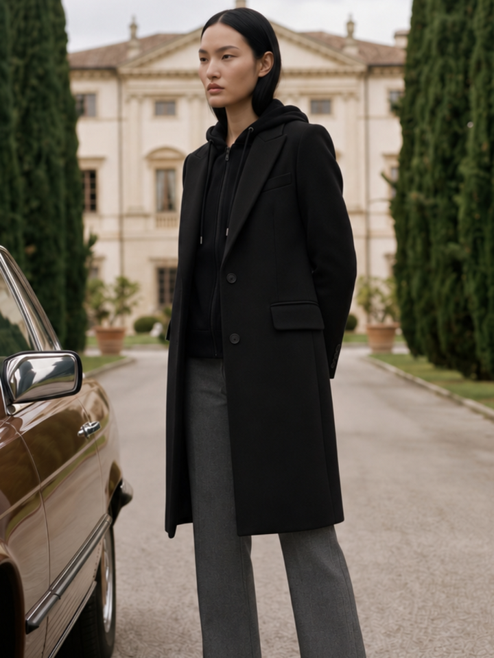 Arggido Tailored Coat with Detachable Hood In Black-Nicola Ross