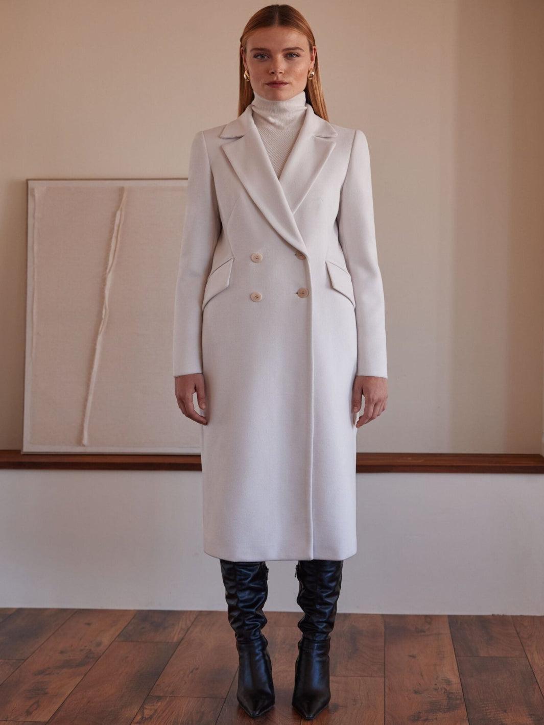 Arggido Tailored Long Coat In Off White-Nicola Ross