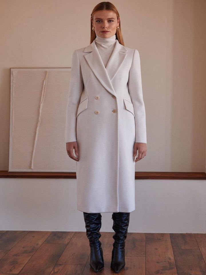 Arggido Tailored Long Coat In Off White-Nicola Ross