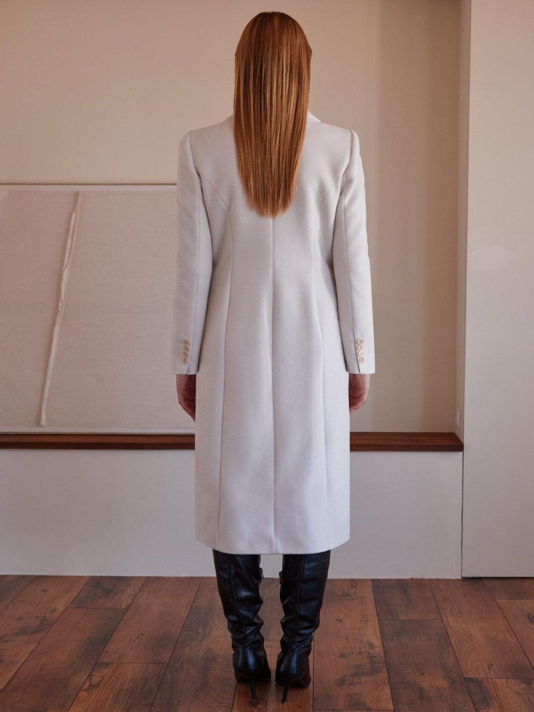Arggido Tailored Long Coat In Off White-Nicola Ross