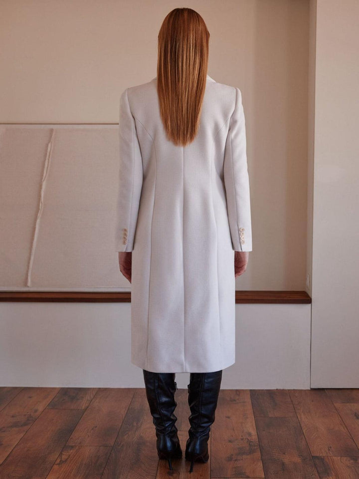 Arggido Tailored Long Coat In Off White-Nicola Ross