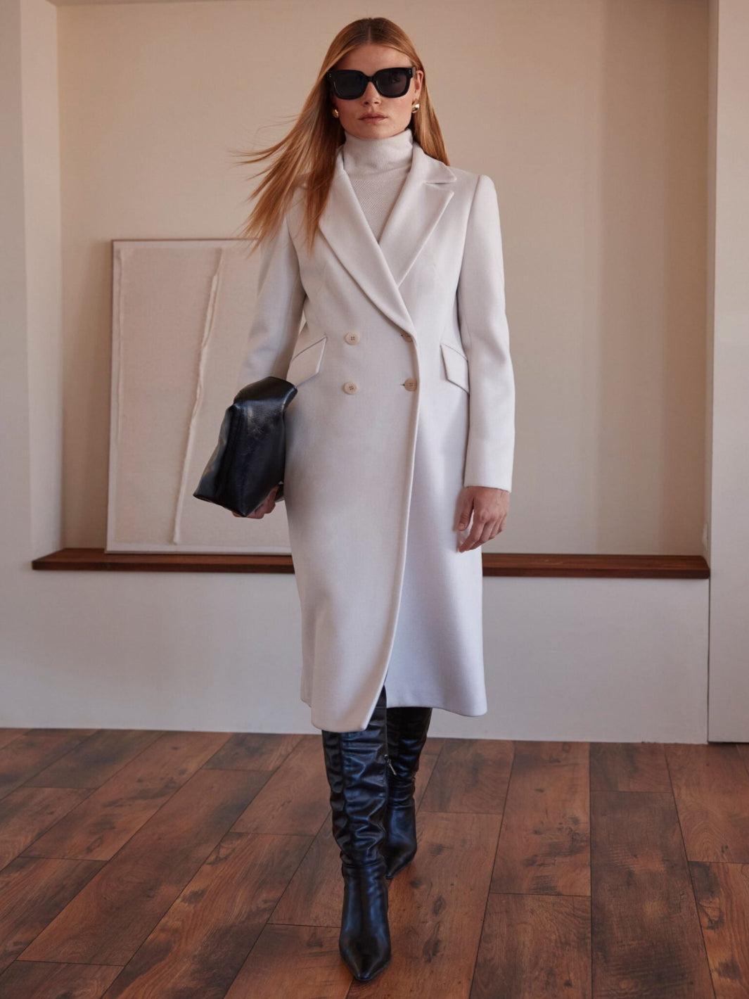 Arggido Tailored Long Coat In Off White-Nicola Ross