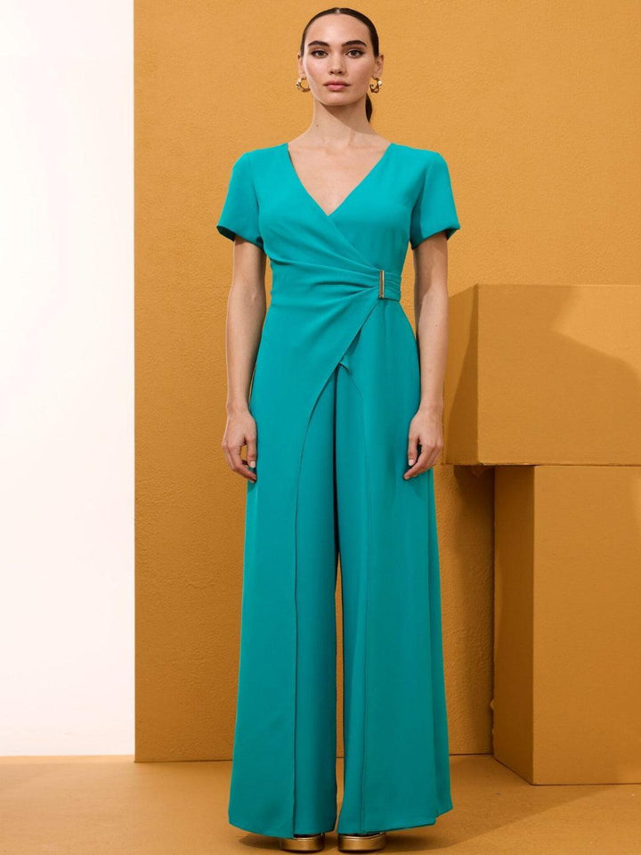 Arggido Wrap Jumpsuit In Turquoise 49619-Nicola Ross