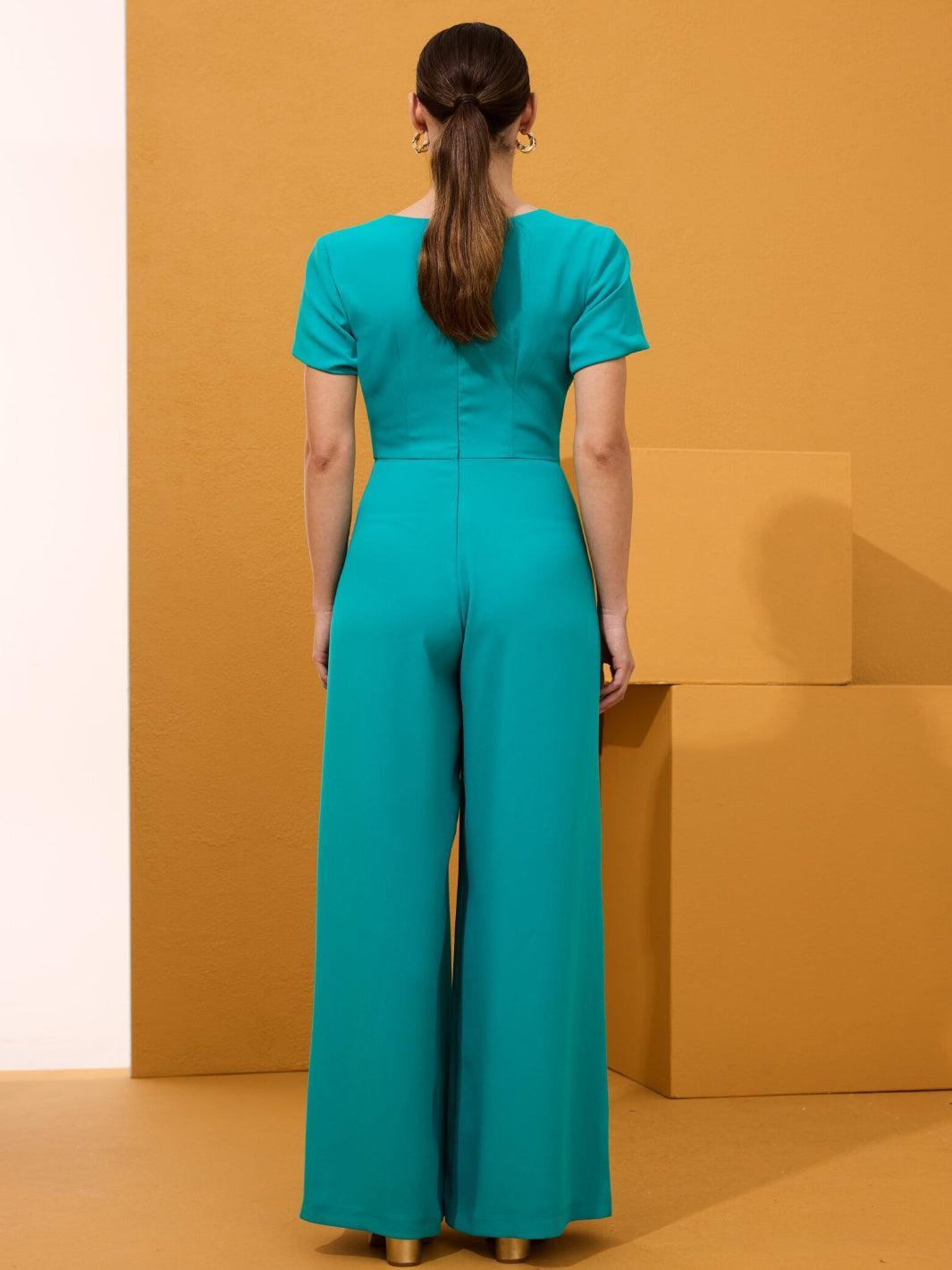 Arggido Wrap Jumpsuit In Turquoise 49619-Nicola Ross
