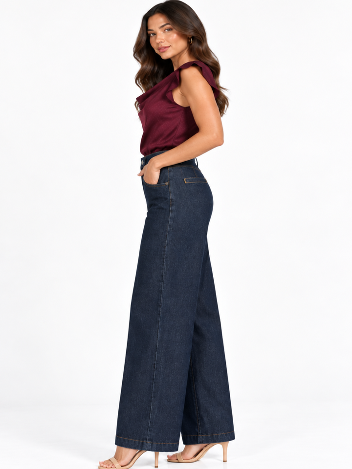 Blake Wide Leg Jeans In Dark Indigo Denim 2663-Nicola Ross