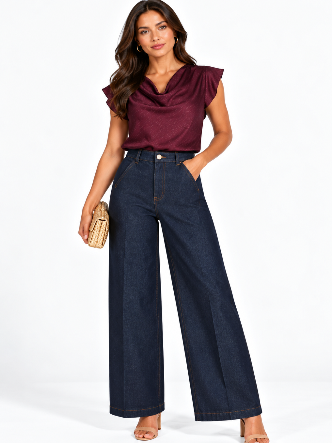 Blake Wide Leg Jeans In Dark Indigo Denim 2663-Nicola Ross