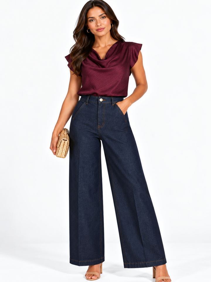 Blake Wide Leg Jeans In Dark Indigo Denim 2663-Nicola Ross