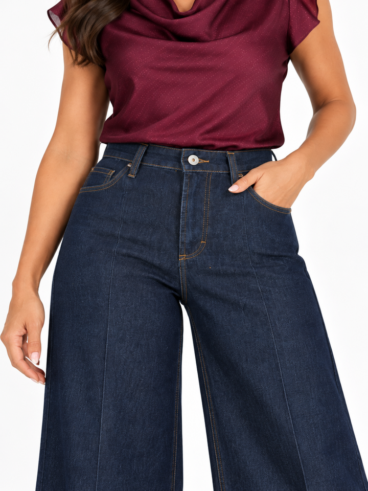 Blake Wide Leg Jeans In Dark Indigo Denim 2663-Nicola Ross