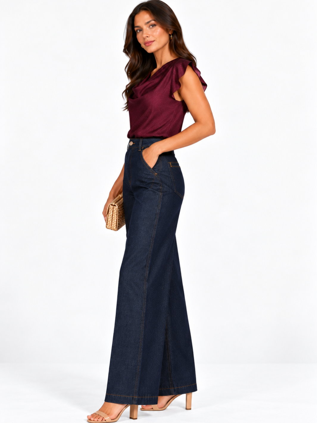 Blake Wide Leg Jeans In Dark Indigo Denim 2663-Nicola Ross