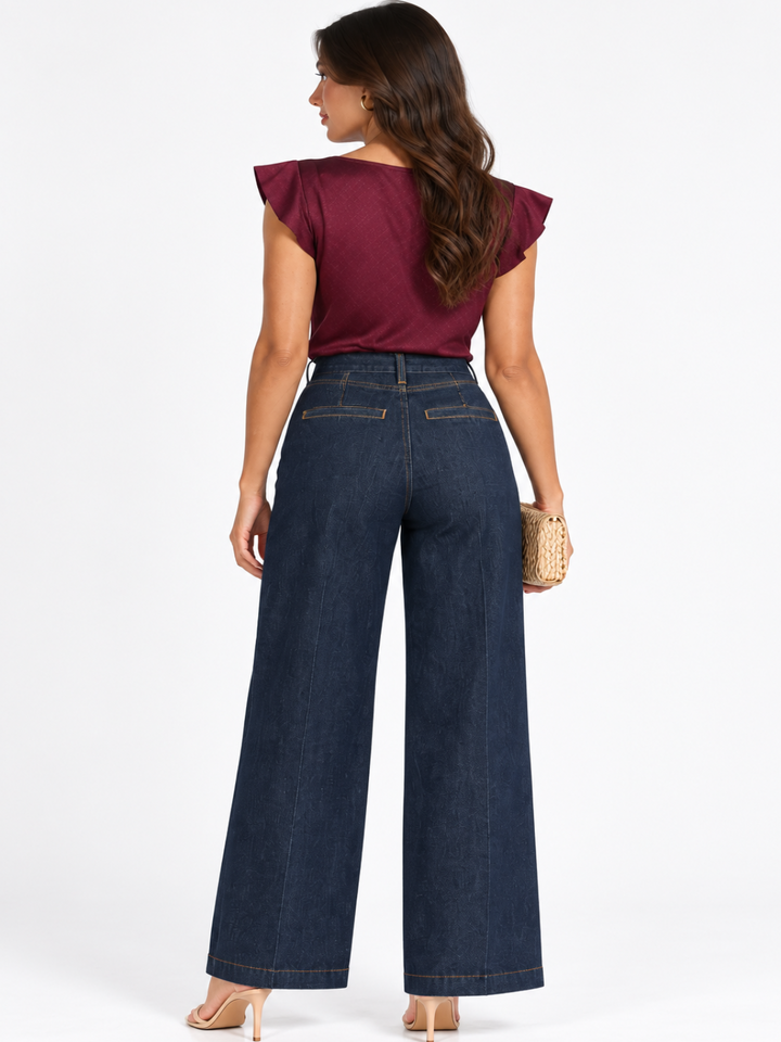 Blake Wide Leg Jeans In Dark Indigo Denim 2663-Nicola Ross