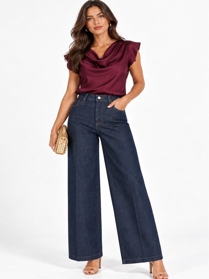 Blake Wide Leg Jeans In Dark Indigo Denim 2663-Nicola Ross