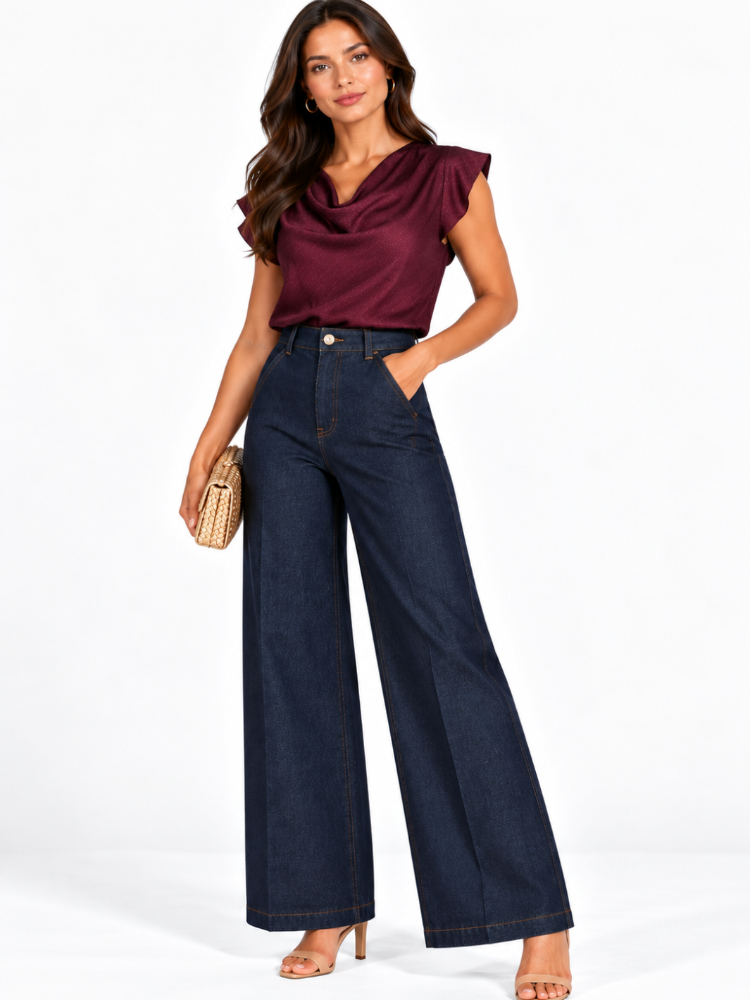 Blake Wide Leg Jeans In Dark Indigo Denim 2663-Nicola Ross