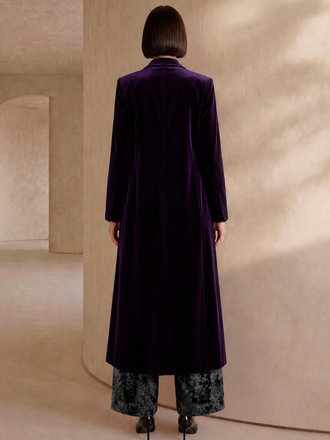 Carla Ruiz Longline Velvet Coat in Purple 53104-Occasion Wear-Guest of the wedding-Nicola Ross