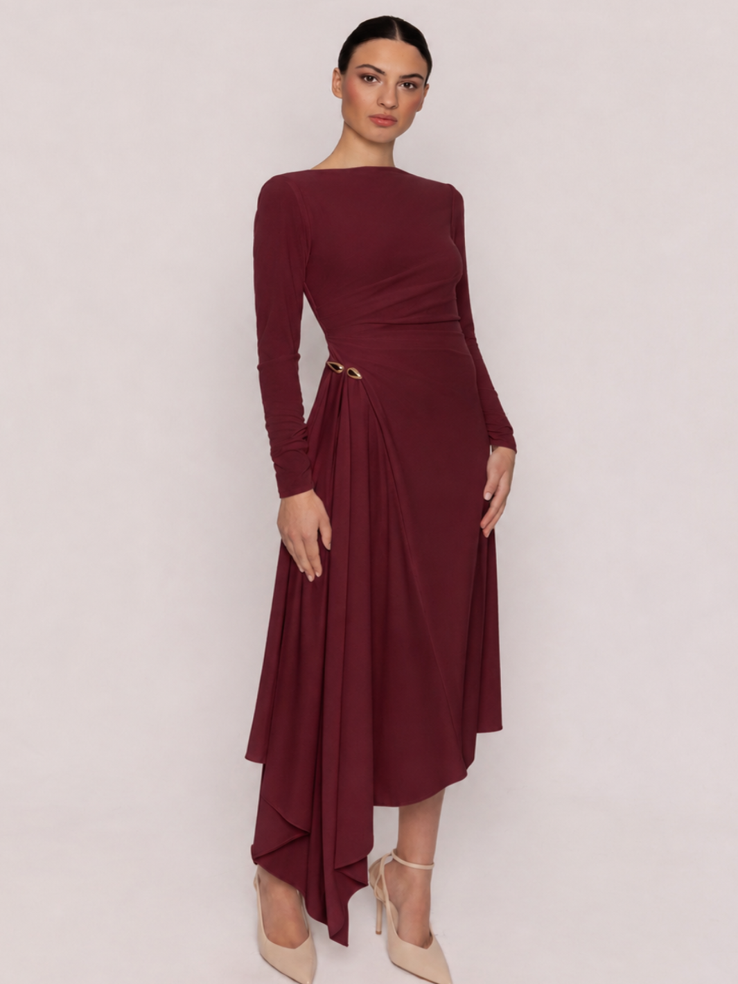 Carla Ruiz Midi Dress 53005 In Berry-Occasion Wear-Guest of the wedding-Nicola Ross