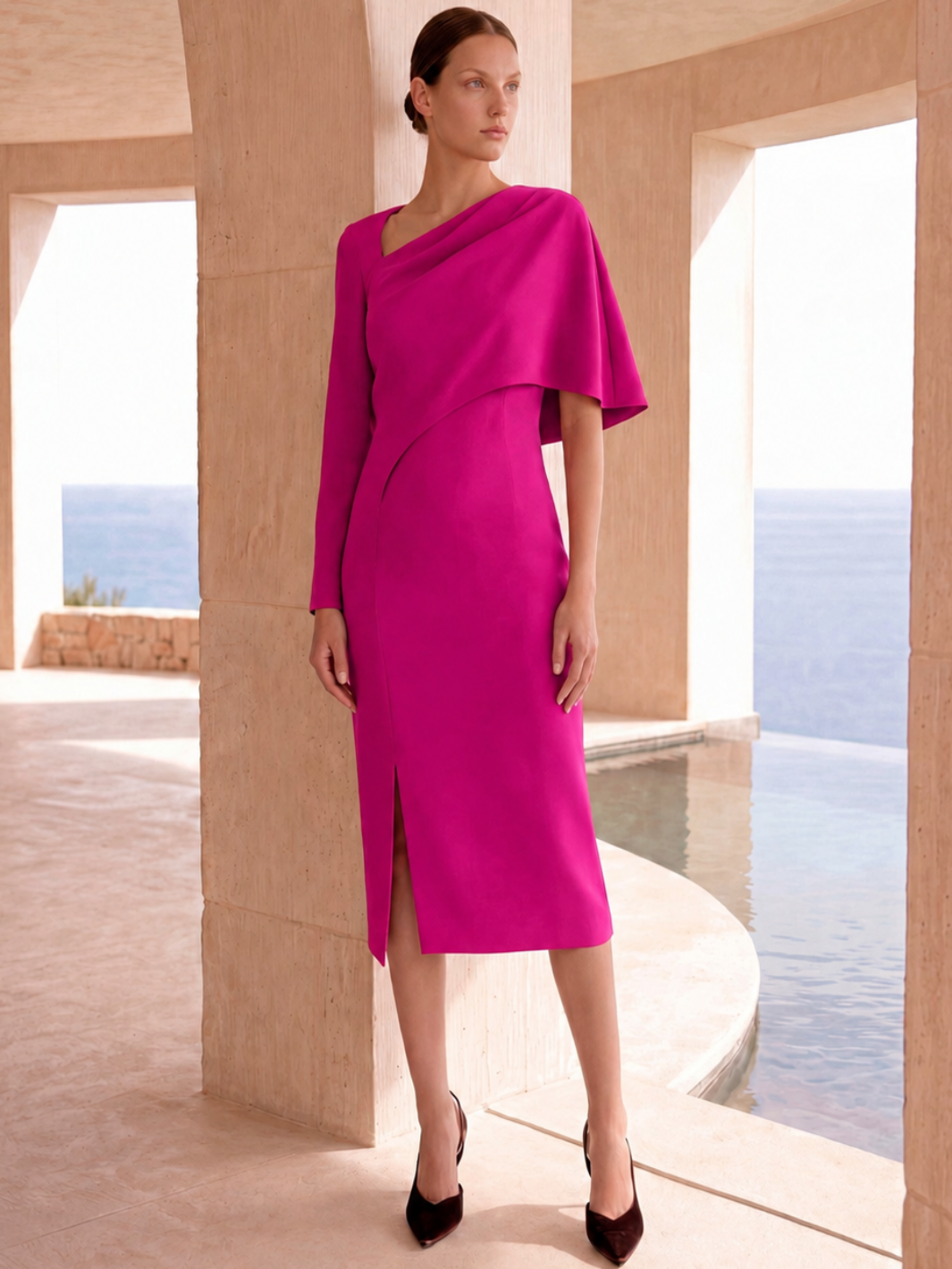 Carla Ruiz Midi Dress 53046 In Fuschia-Occasion Wear-Guest of the wedding-Nicola Ross