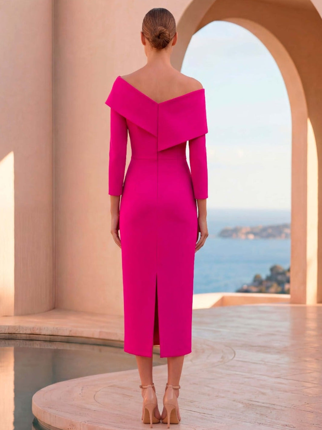 Carla Ruiz Midi Dress 53047 In Fuschia-Occasion Wear-Guest of the wedding-Nicola Ross