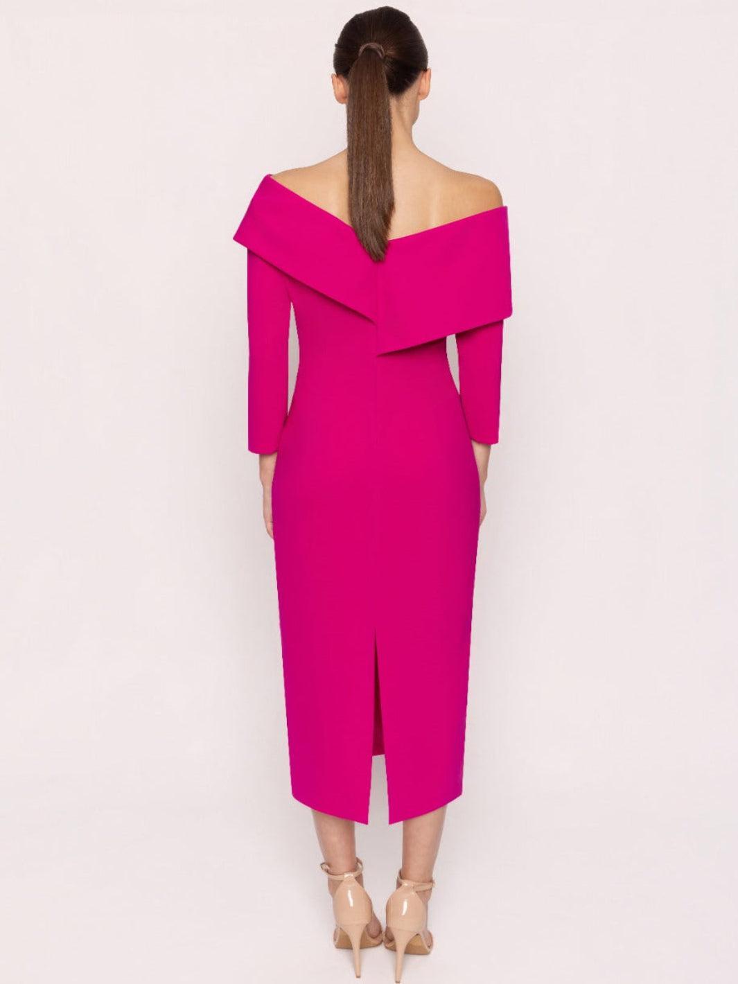 Carla Ruiz Midi Dress 53047 In Fuschia-Occasion Wear-Guest of the wedding-Nicola Ross