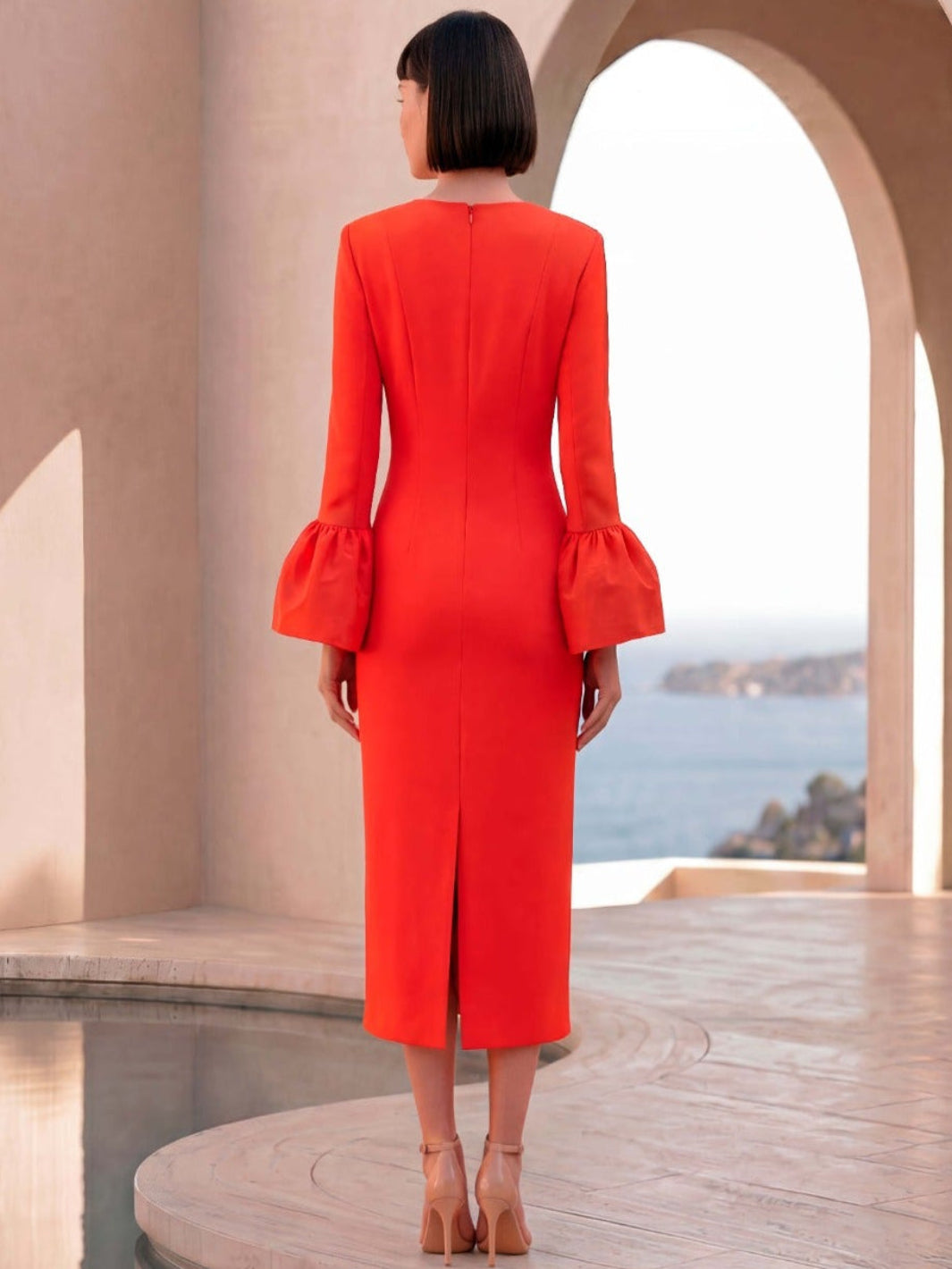 Carla Ruiz Midi Dress 53081 In Red-Occasion Wear-Guest of the wedding-Nicola Ross