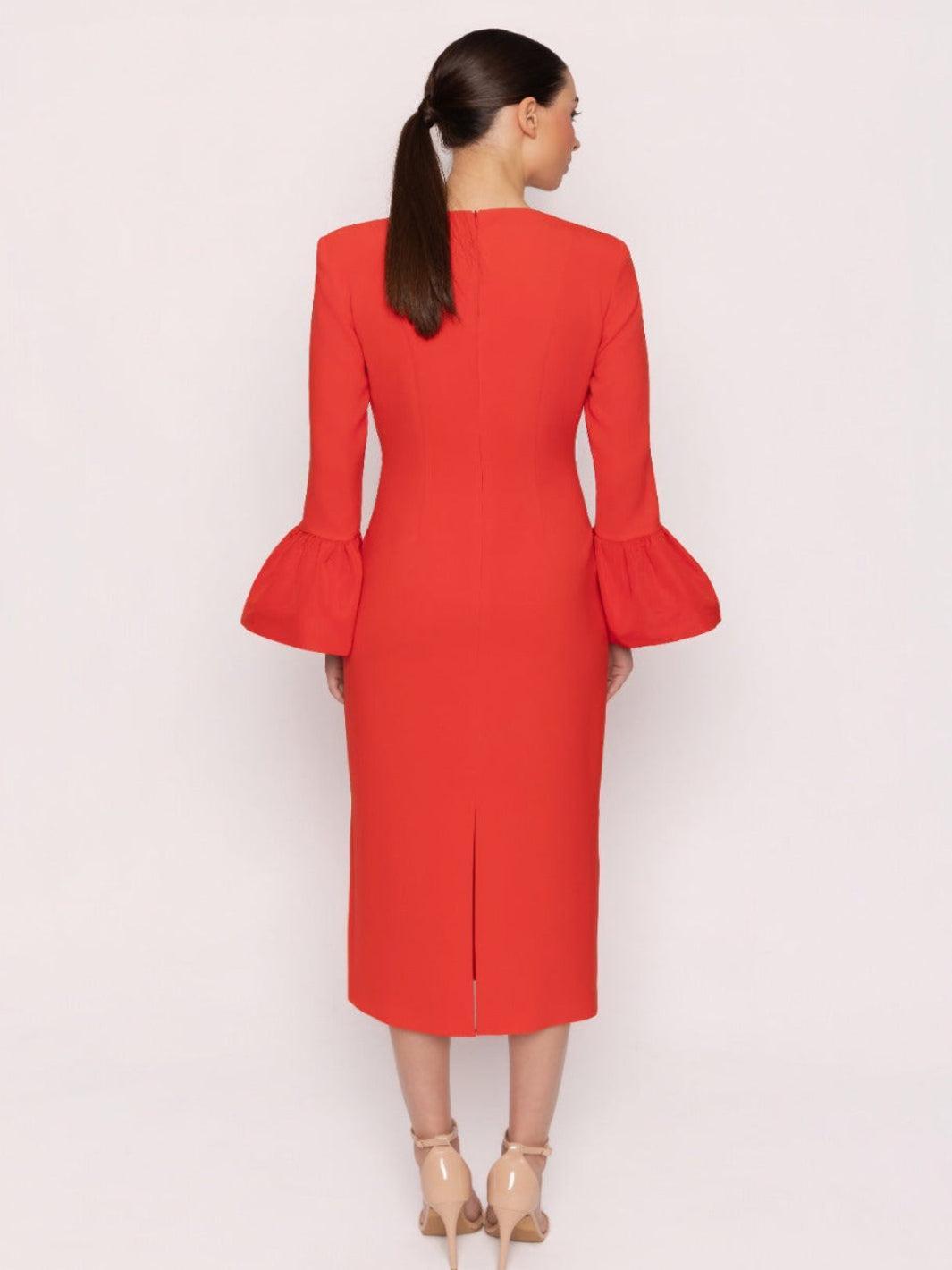 Carla Ruiz Midi Dress 53081 In Red-Occasion Wear-Guest of the wedding-Nicola Ross