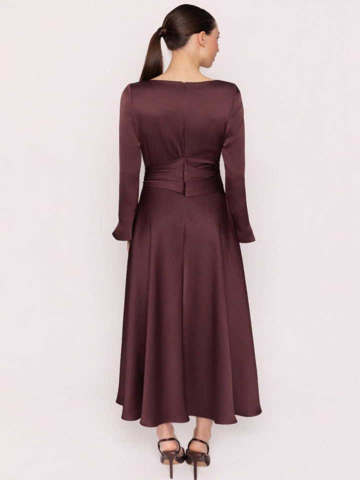 Carla Ruiz Satin Midi Dress 53030 In Brown-Occasion Wear-Guest of the wedding-Nicola Ross