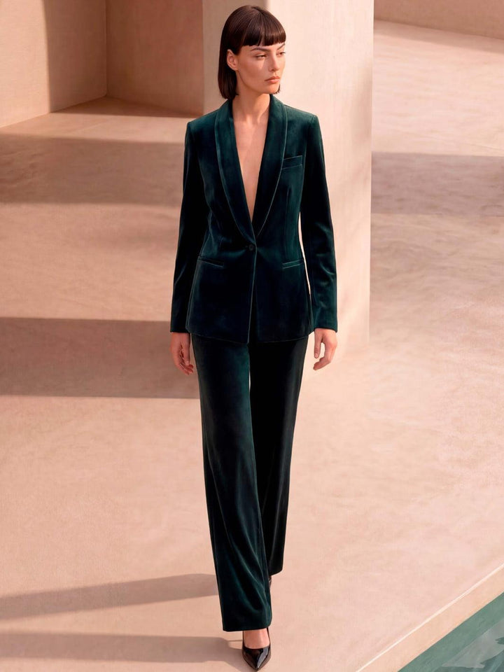 Carla Ruiz Velvet Blazer & Trousers in Emerald Green 53100-Occasion Wear-Guest of the wedding-Nicola Ross