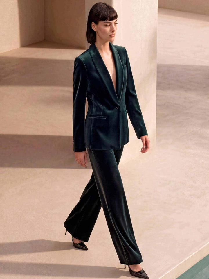 Carla Ruiz Velvet Blazer & Trousers in Emerald Green 53100-Occasion Wear-Guest of the wedding-Nicola Ross