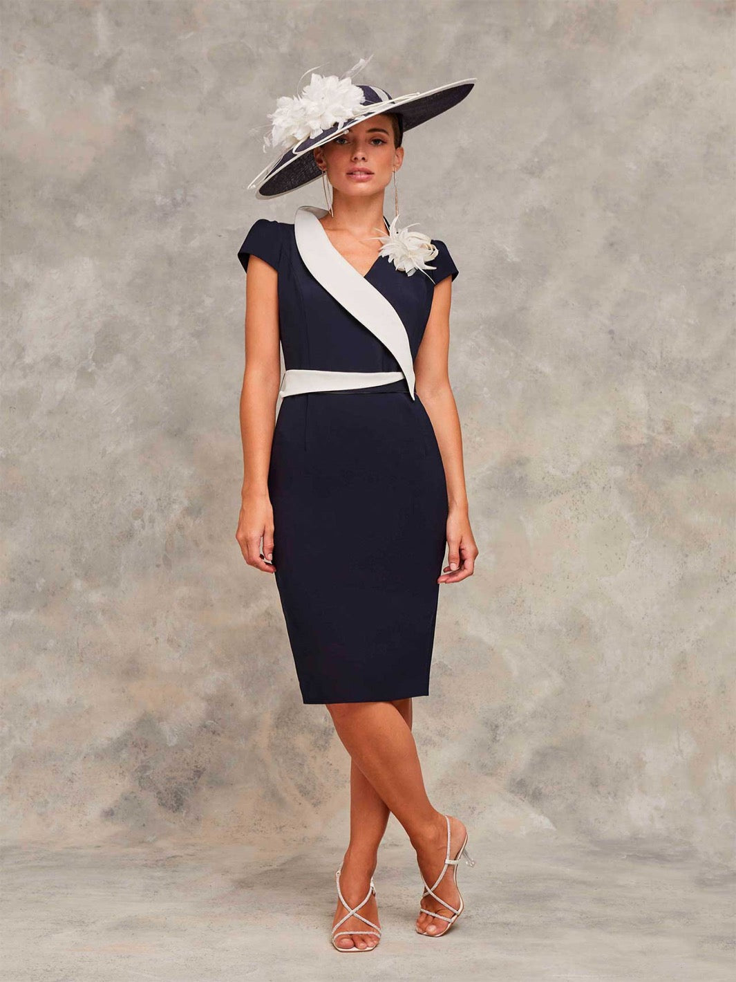 Claudia C Dali Dress In Navy / White - 717B-1202-Mother of the bride- mother of the groom -Nicola Ross