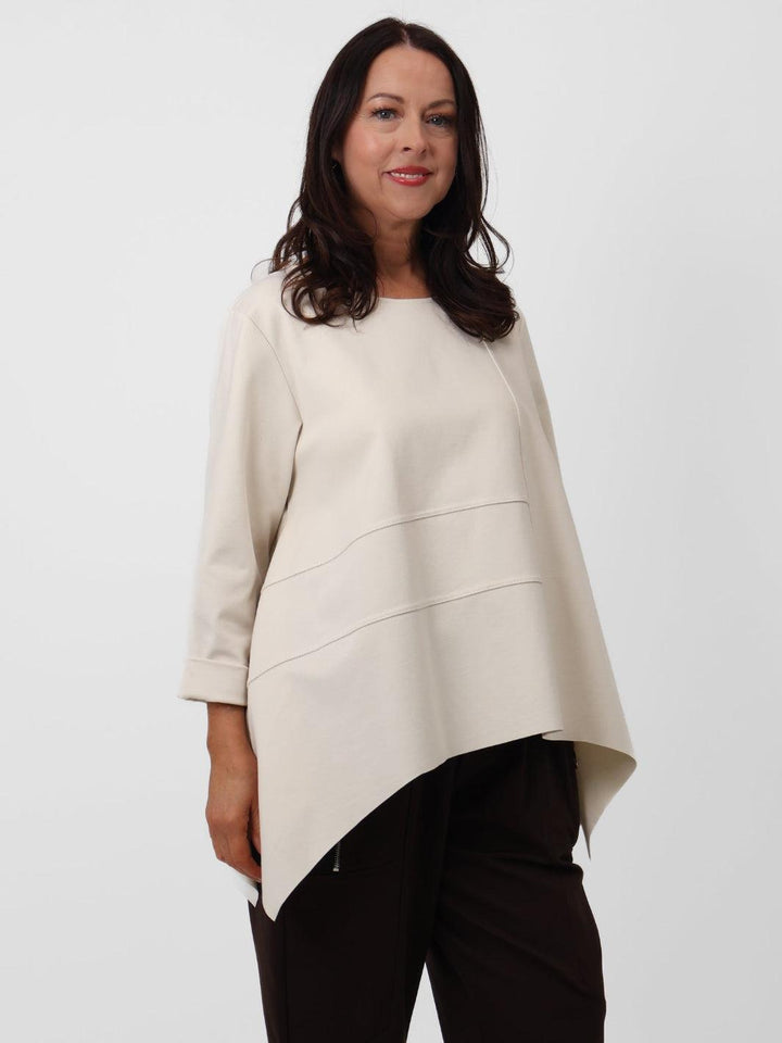 Cleo Asymmetric Top In Cream-Nicola Ross