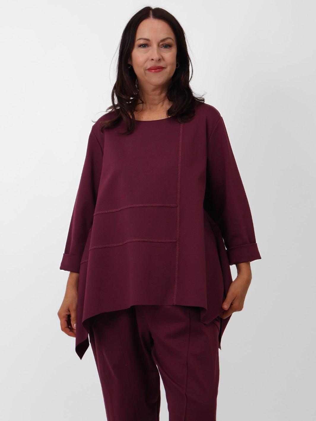 Cleo Asymmetric Top In Plum-Nicola Ross