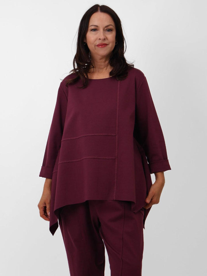 Cleo Asymmetric Top In Plum-Nicola Ross