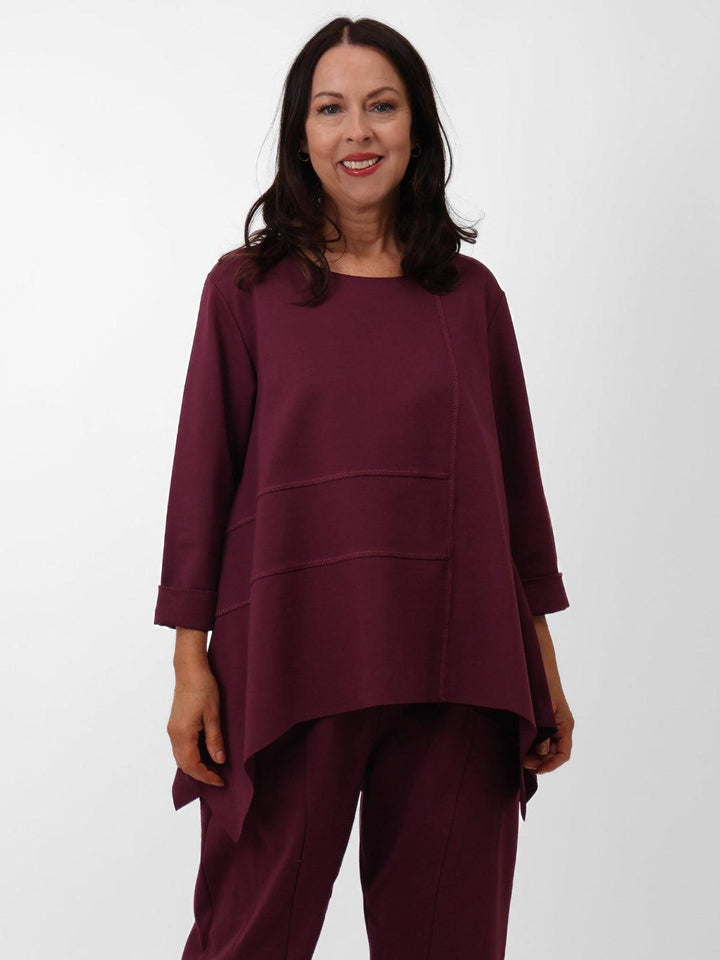 Cleo Asymmetric Top In Plum-Nicola Ross