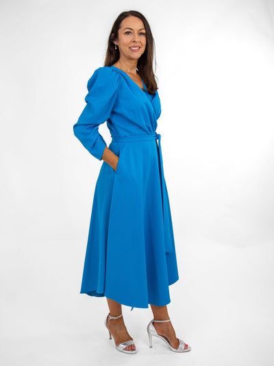 Coco Doll Wrap Dress In Blue-Mother of the bride- mother of the groom -Nicola Ross