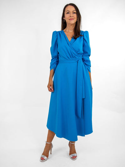 Coco Doll Wrap Dress In Blue-Mother of the bride- mother of the groom -Nicola Ross