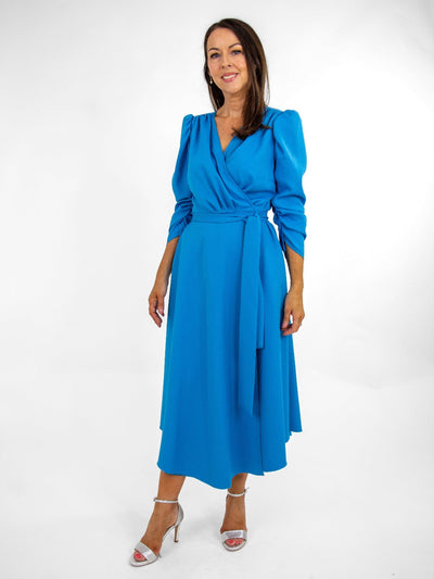 Coco Doll Wrap Dress In Blue-Mother of the bride- mother of the groom -Nicola Ross