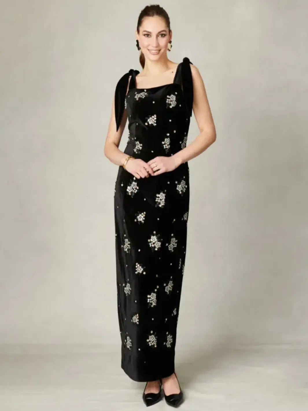 Fee G Camila Maxi Dress In Black 861G/101-Nicola Ross