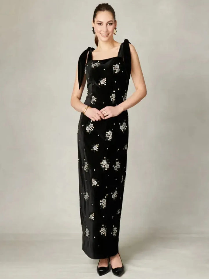 Fee G Camila Maxi Dress In Black 861G/101-Nicola Ross
