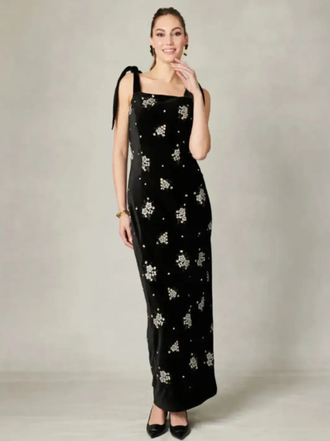 Fee G Camila Maxi Dress In Black 861G/101-Nicola Ross